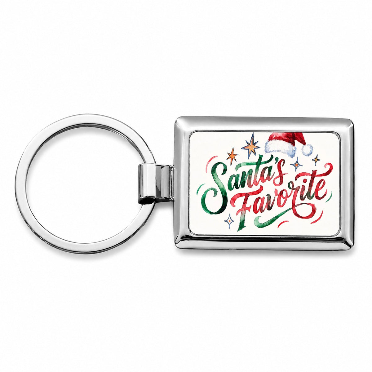 Santa's Favorite Christmas Funny Red Green Rectangle Metal Keychain