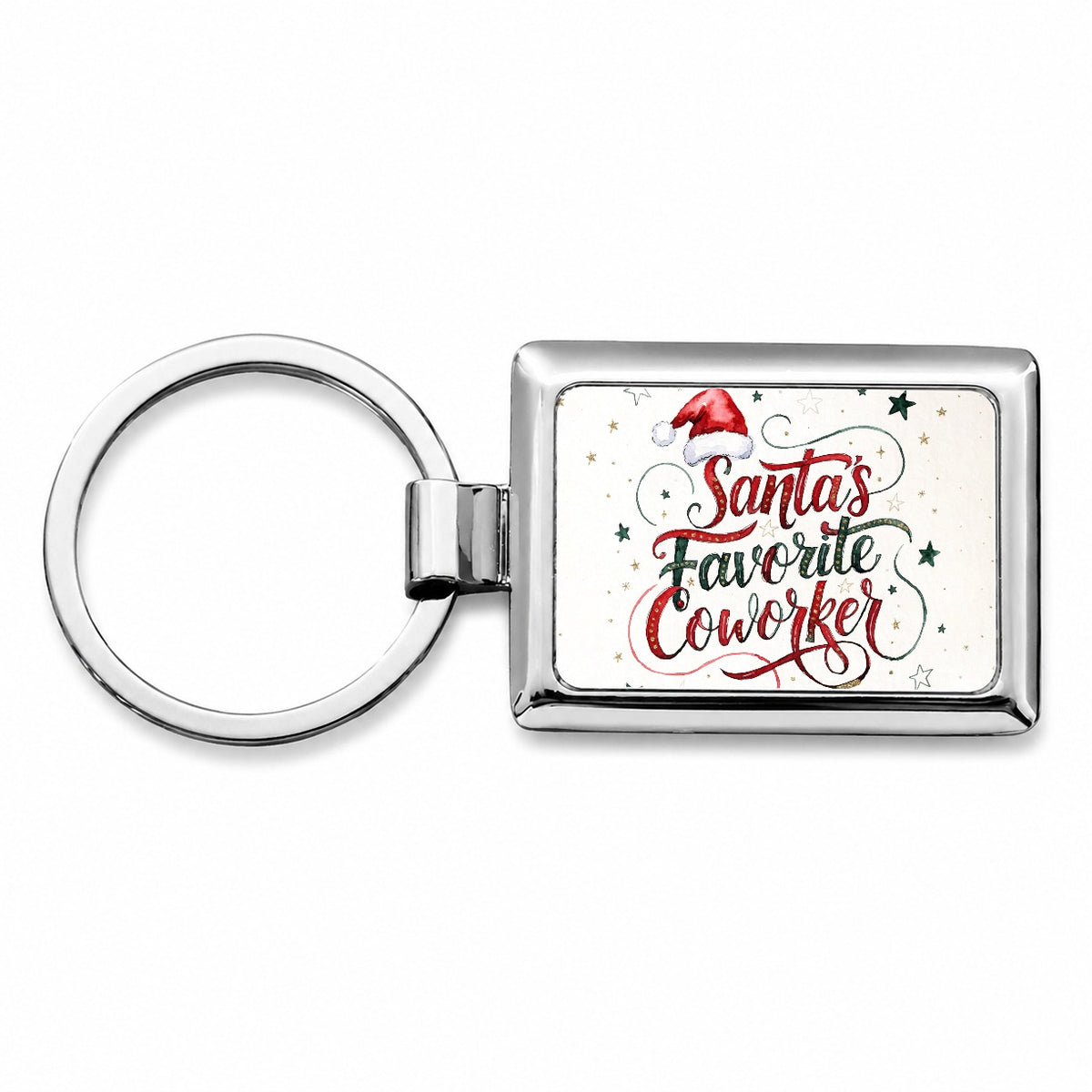 Santa's Favorite Coworker Christmas Rectangle Metal Keychain