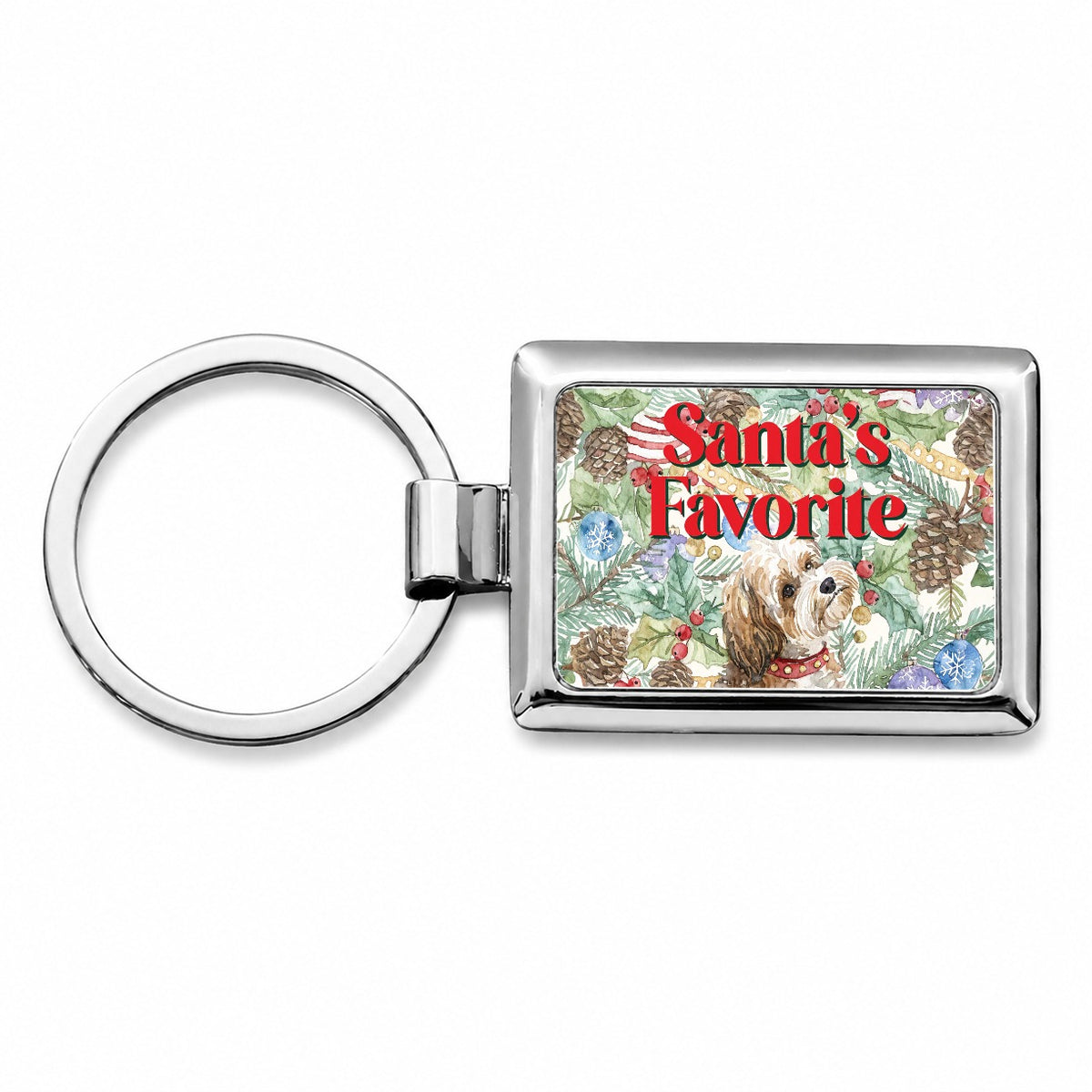 Shorkie Dog Christmas Santa's Favorite Rectangle Metal Keychain