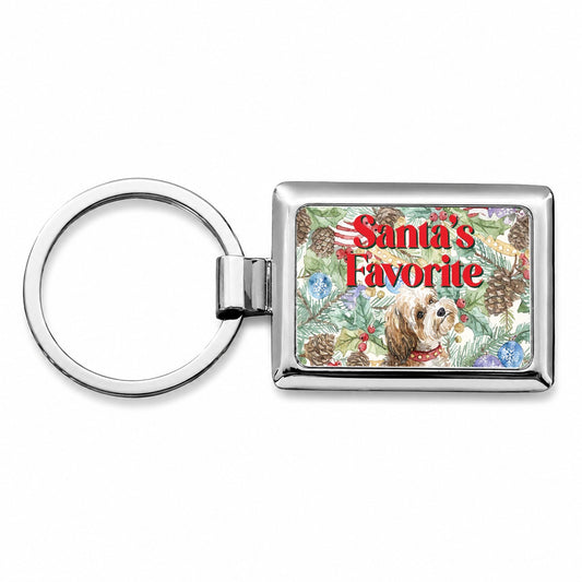 Shorkie Dog Christmas Santa's Favorite Rectangle Metal Keychain