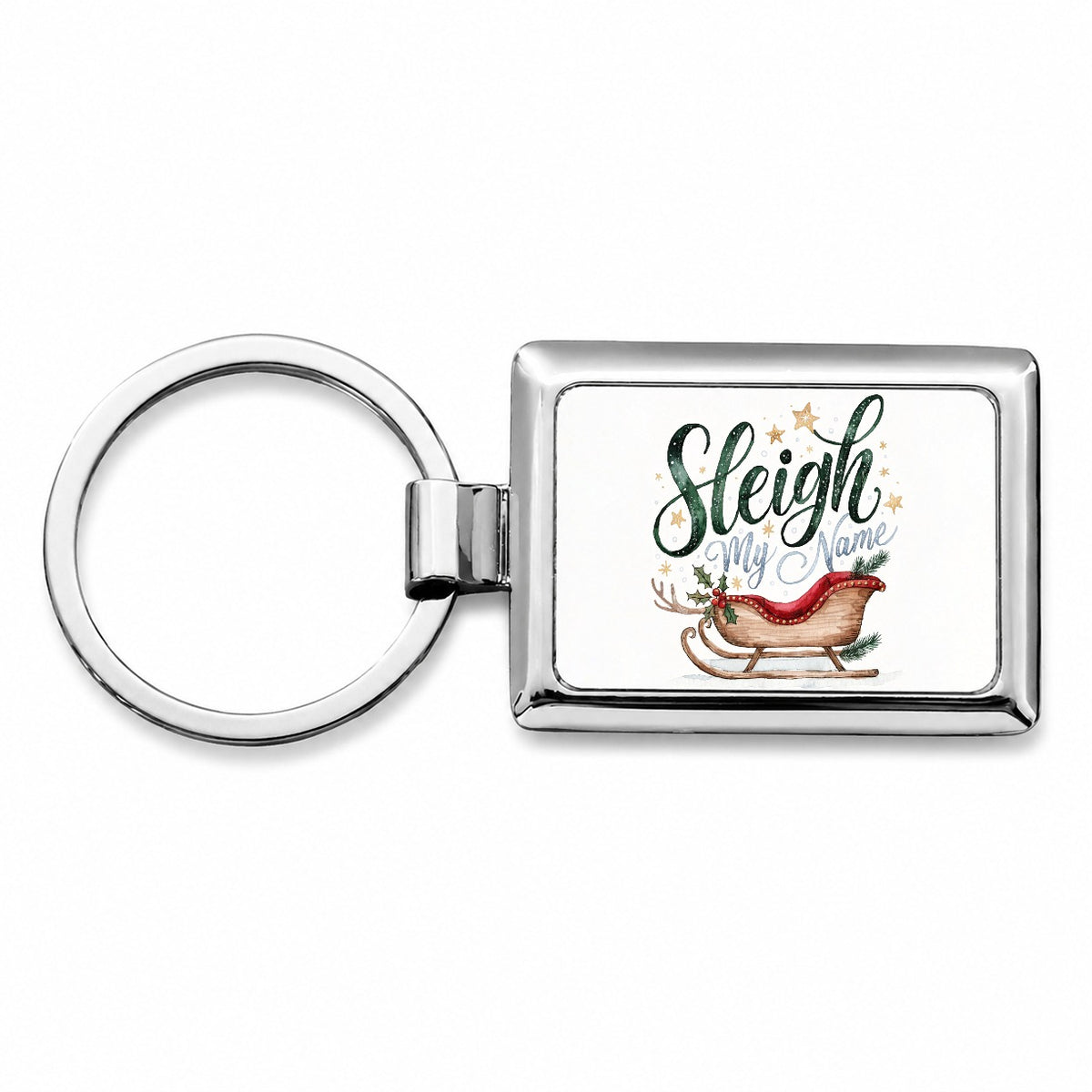 Sleigh Say My Name Christmas Funny Rectangle Metal Keychain