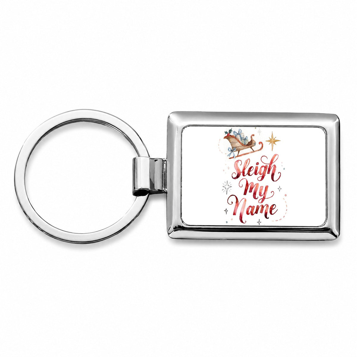 Sleigh Say My Name Christmas Rectangle Metal Keychain