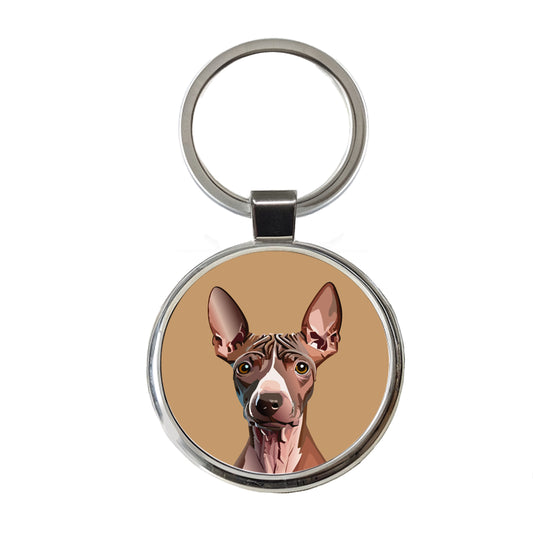 American Hairless Terrier Staring Round Metal Keychain
