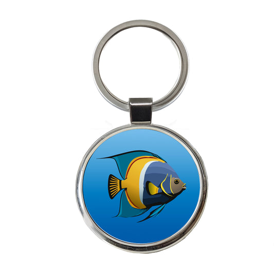 Angelfish Angel Fish Ocean Fresh Water Round Metal Keychain