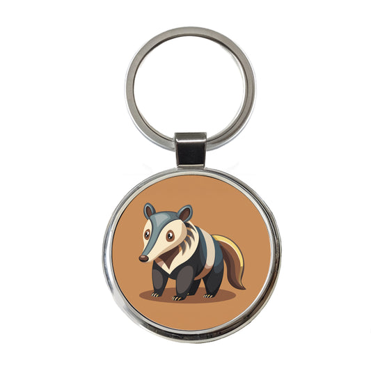 Anteater Animal Round Metal Keychain