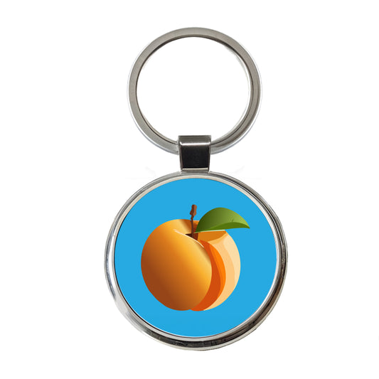 Apricot Fruit Round Metal Keychain