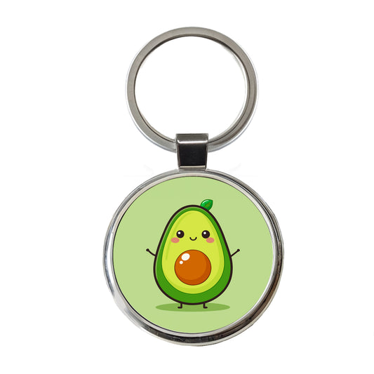 Avocado Cute Round Metal Keychain