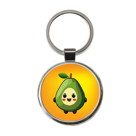 Avocado Smiling Funny Round Metal Keychain