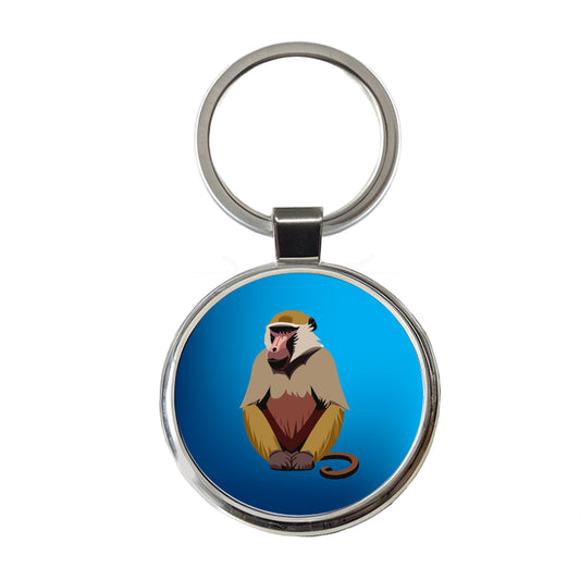 Baboon Primate Africa Round Metal Keychain