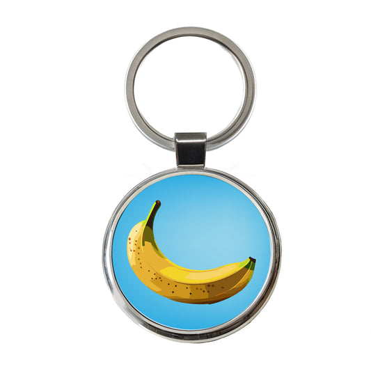 Banana Single Fruit Round Metal Keychain