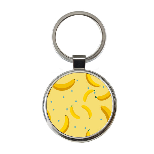 Bananas Oodles Pattern Round Metal Keychain