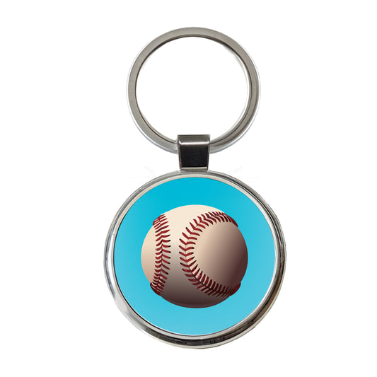 Baseball Base Ball Sport Round Metal Keychain