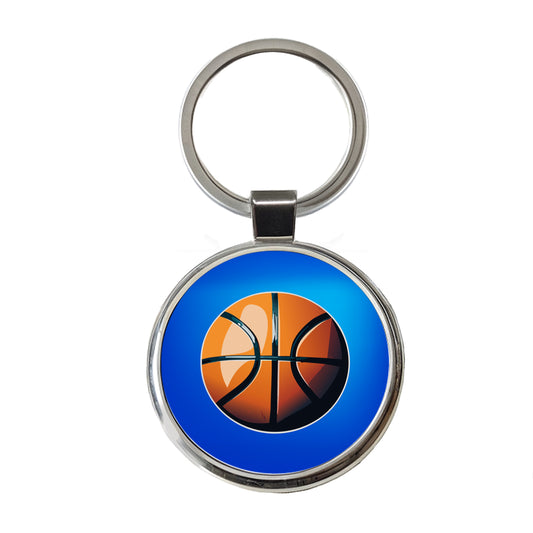 Basketball Sport Round Metal Keychain