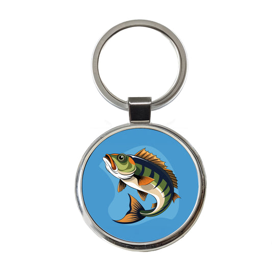 Bass Fish Fishing Round Metal Keychain