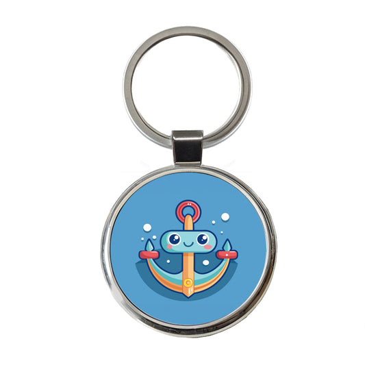 Boat Anchor Cute Round Metal Keychain