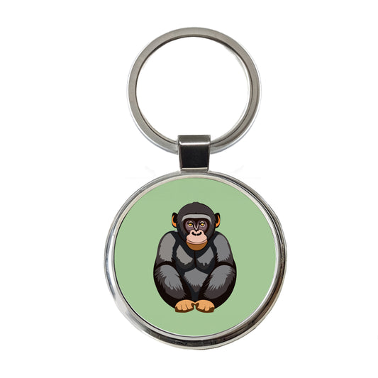 Bonobo Pygmy Chimpanzee Primate Africa Round Metal Keychain