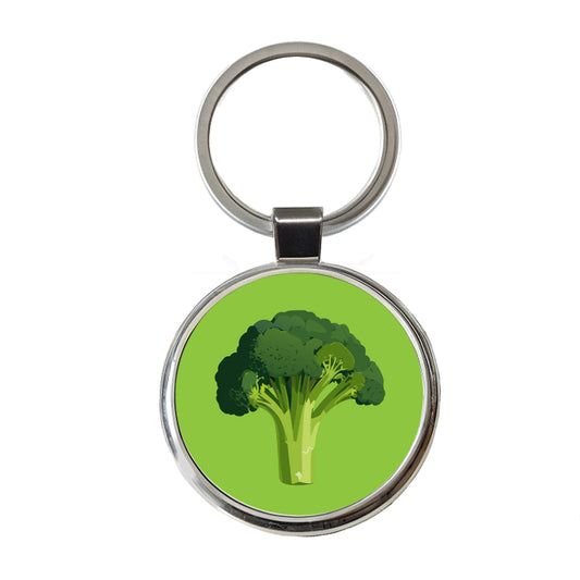 Broccoli Vegetable Vegan Vegetarian Round Metal Keychain