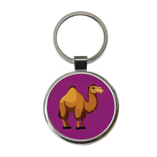 Camel Cute Profile Round Metal Keychain