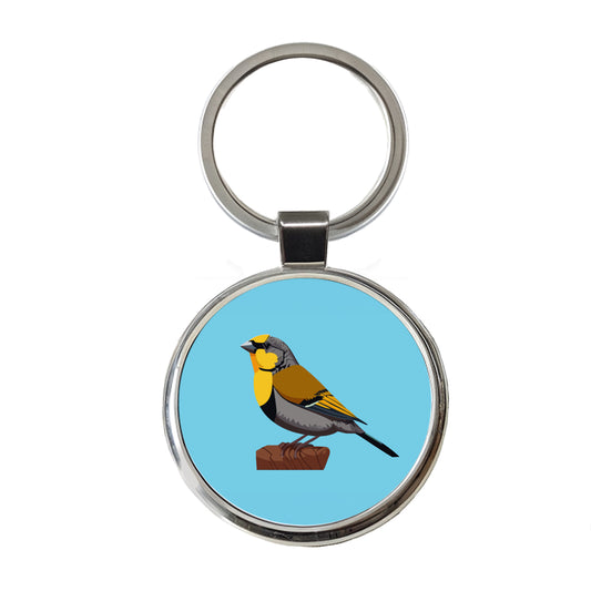 Canary Yellow Bird Round Metal Keychain