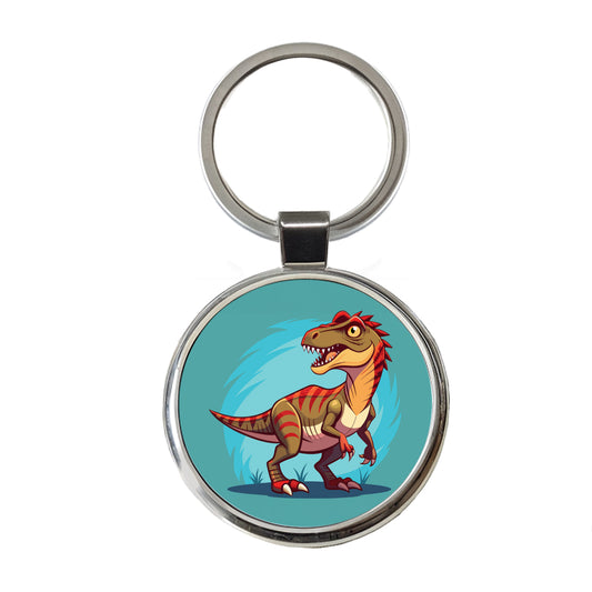 Carnotaurus Dinosaur Round Metal Keychain