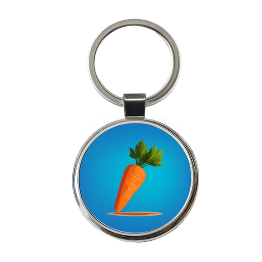 Carrot Cute Vegetable Vegetarian Vegan Round Metal Keychain