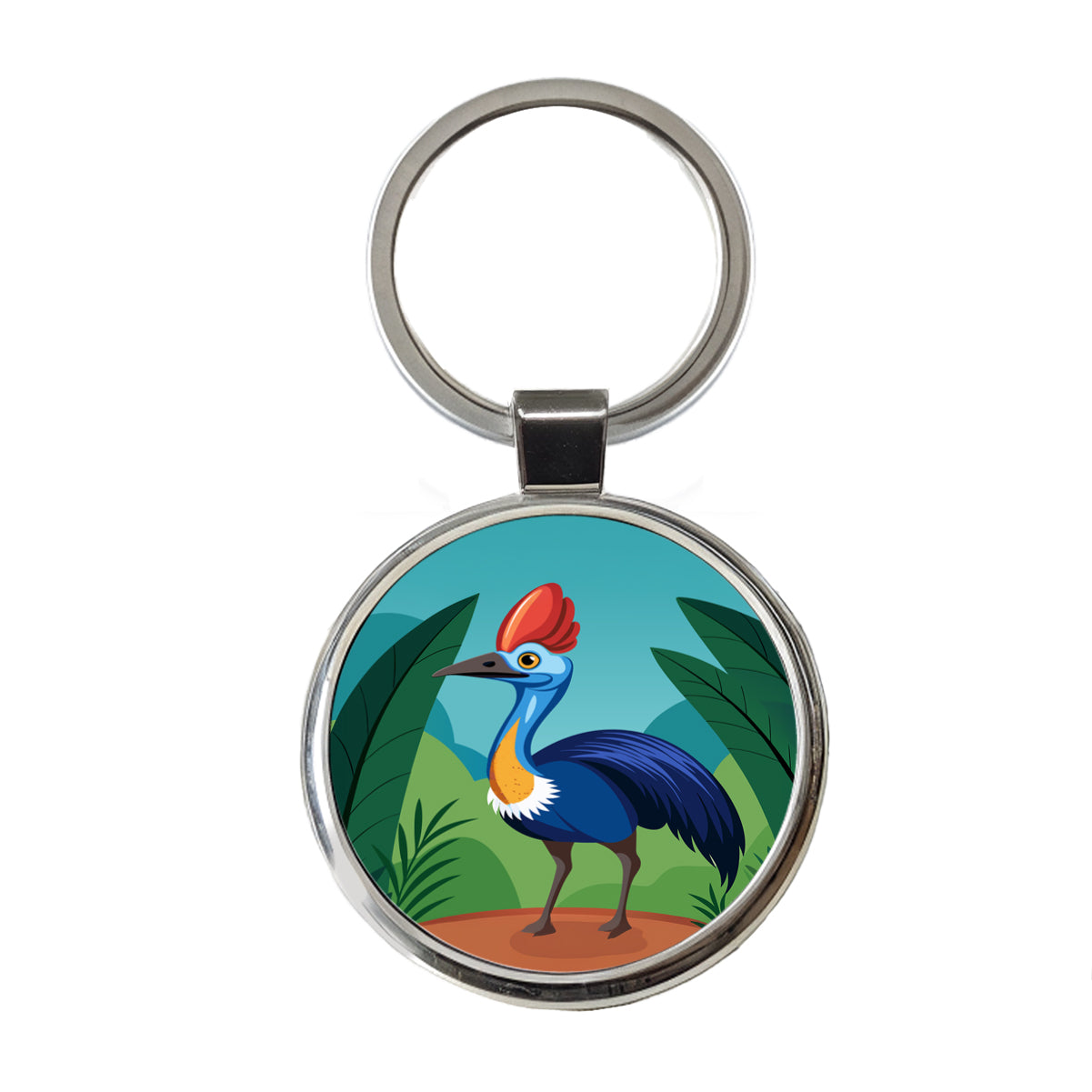 Cassowary Flightless Bird Australian Round Metal Keychain