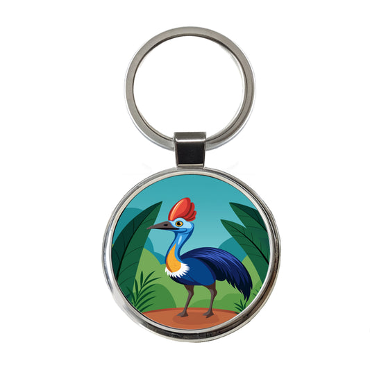 Cassowary Flightless Bird Australian Round Metal Keychain