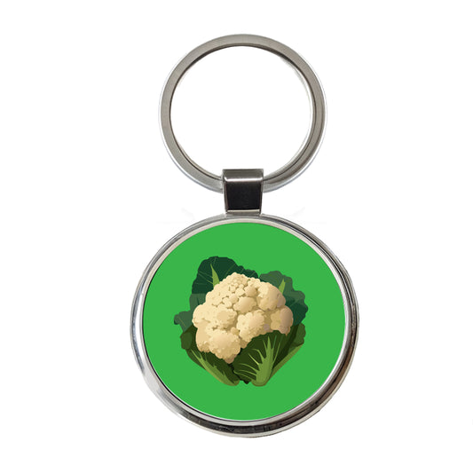 Cauliflower Vegetable Round Metal Keychain