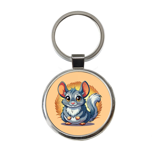 Chinchilla Cute Round Metal Keychain