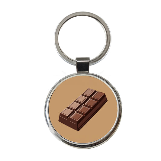 Chocolate Bar Candy Round Metal Keychain