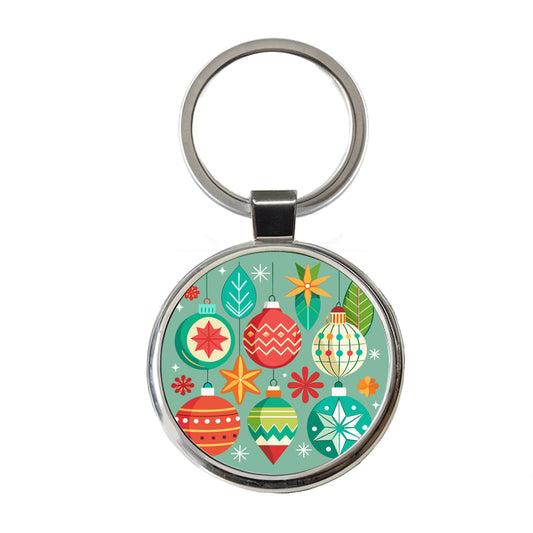 Christmas Ornaments Modern Round Metal Keychain