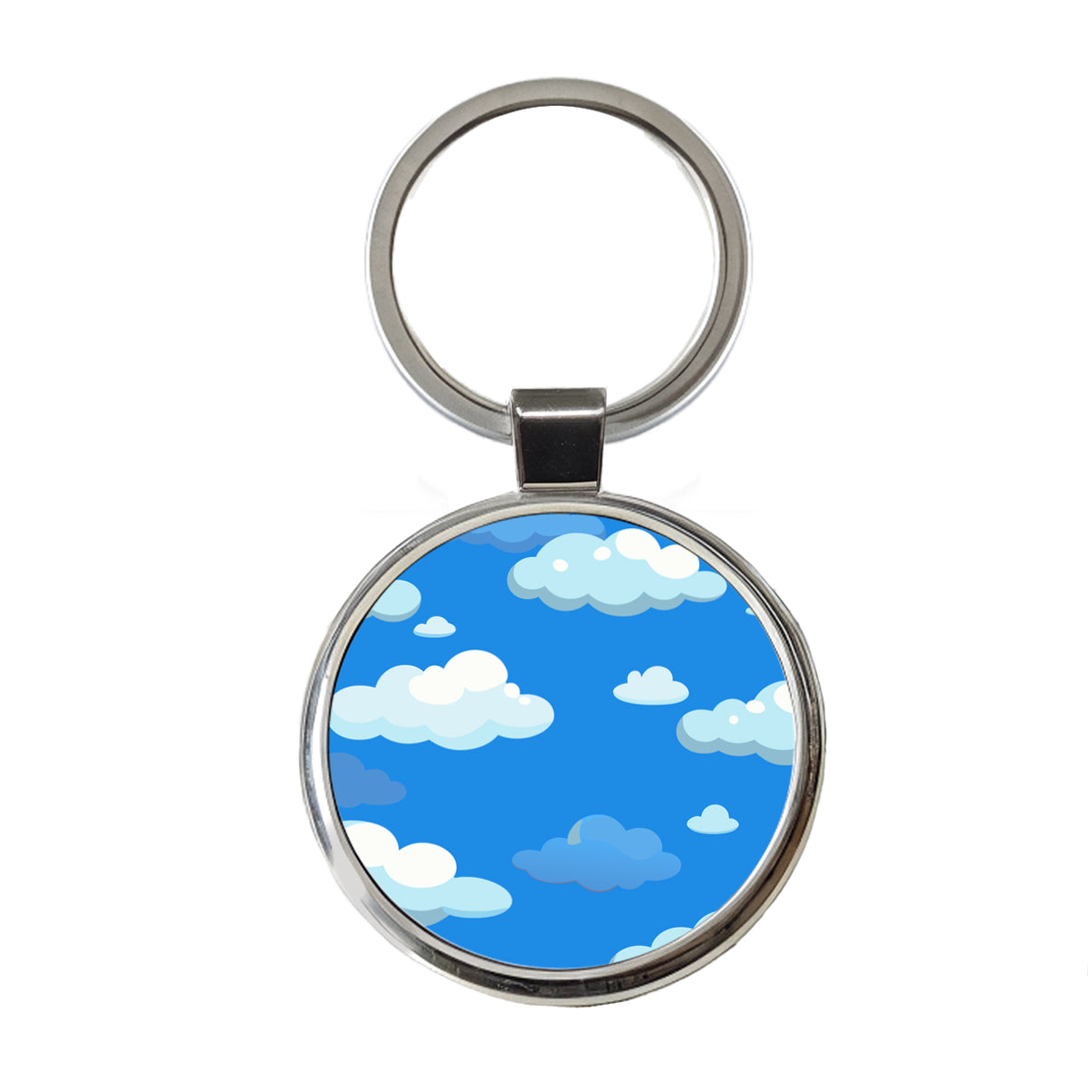 Clouds in the Sky Round Metal Keychain