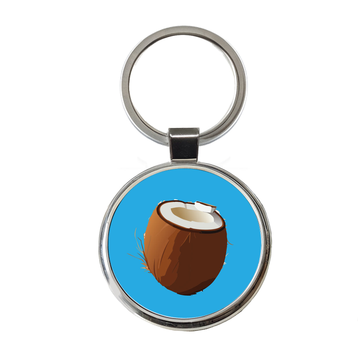 Coconut Tropical Fruit Round Metal Keychain