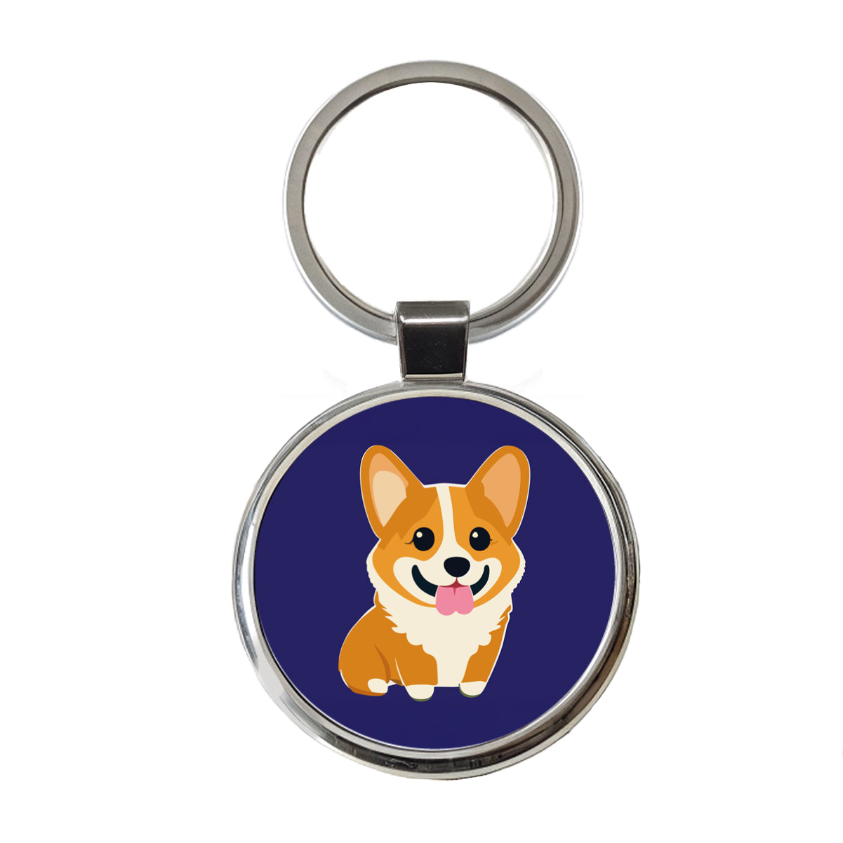 Corgi Dog Sweet Round Metal Keychain