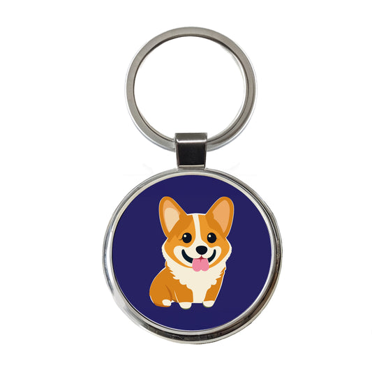 Corgi Dog Sweet Round Metal Keychain