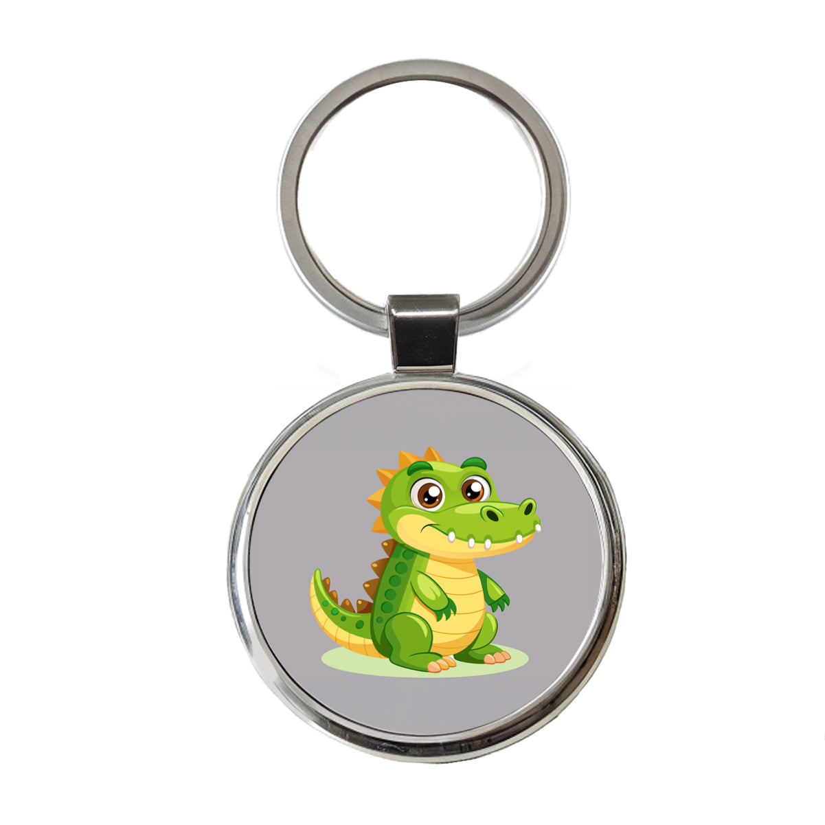 Crocodile Alligator Cute Round Metal Keychain