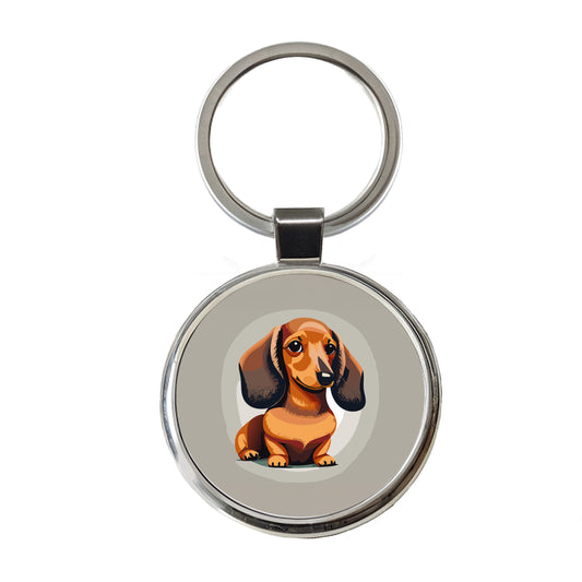 Dachshund Dog Cute Round Metal Keychain