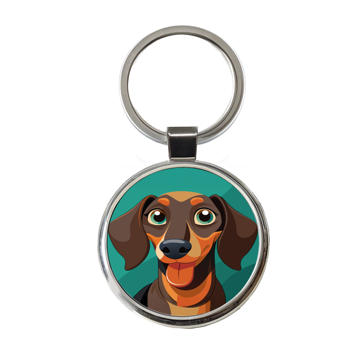Dachshund Dog Sticking Out Tongue Funny Round Metal Keychain