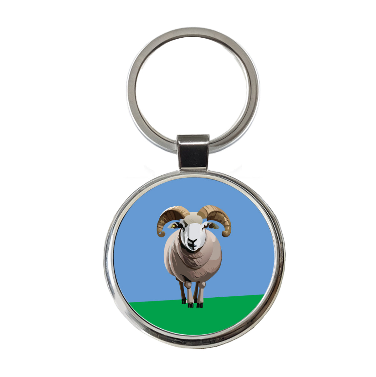 Dall Sheep Thinhorn Wild Staring Round Metal Keychain
