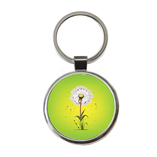 Dandelion Weed Flower Round Metal Keychain