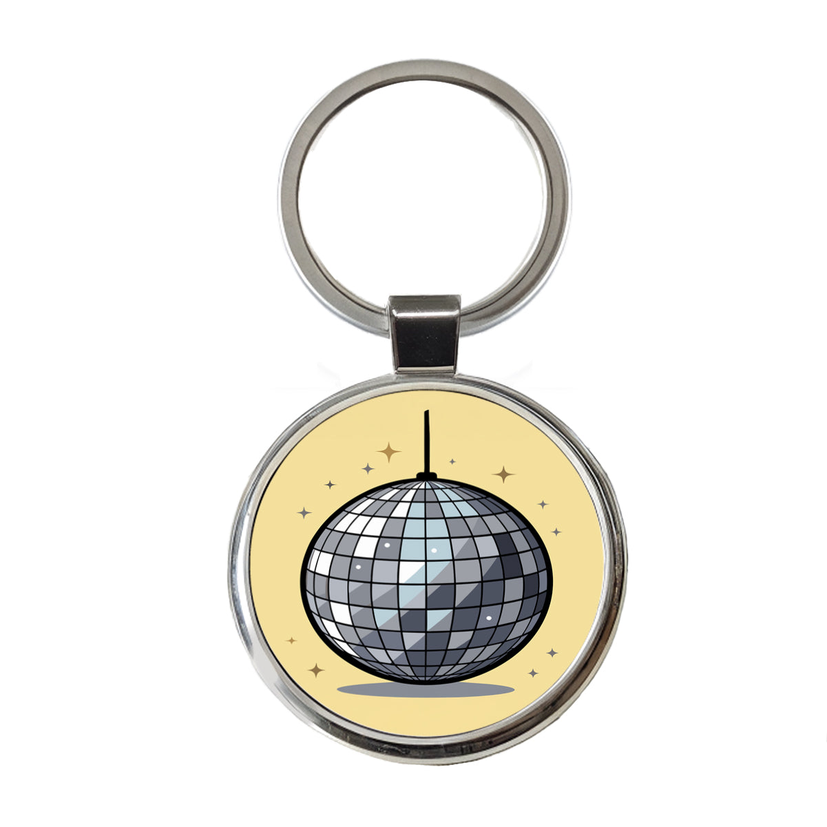 Disco Ball Round Metal Keychain