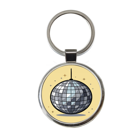 Disco Ball Round Metal Keychain