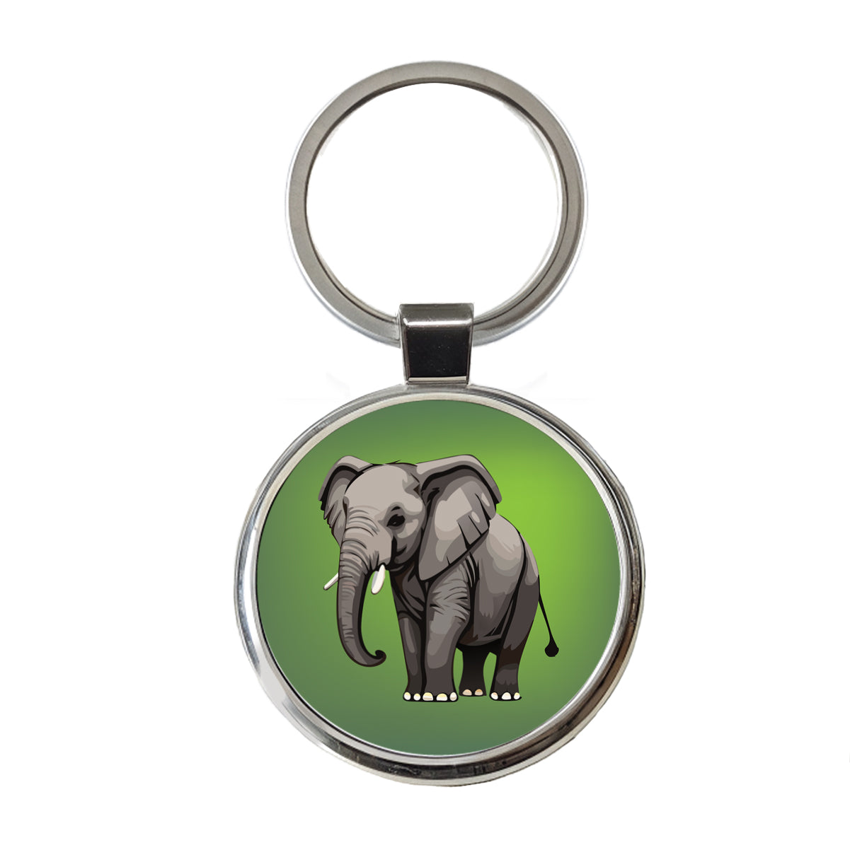 Elephant with Tusks Majestic Round Metal Keychain