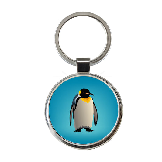 Emperor Penguin Round Metal Keychain