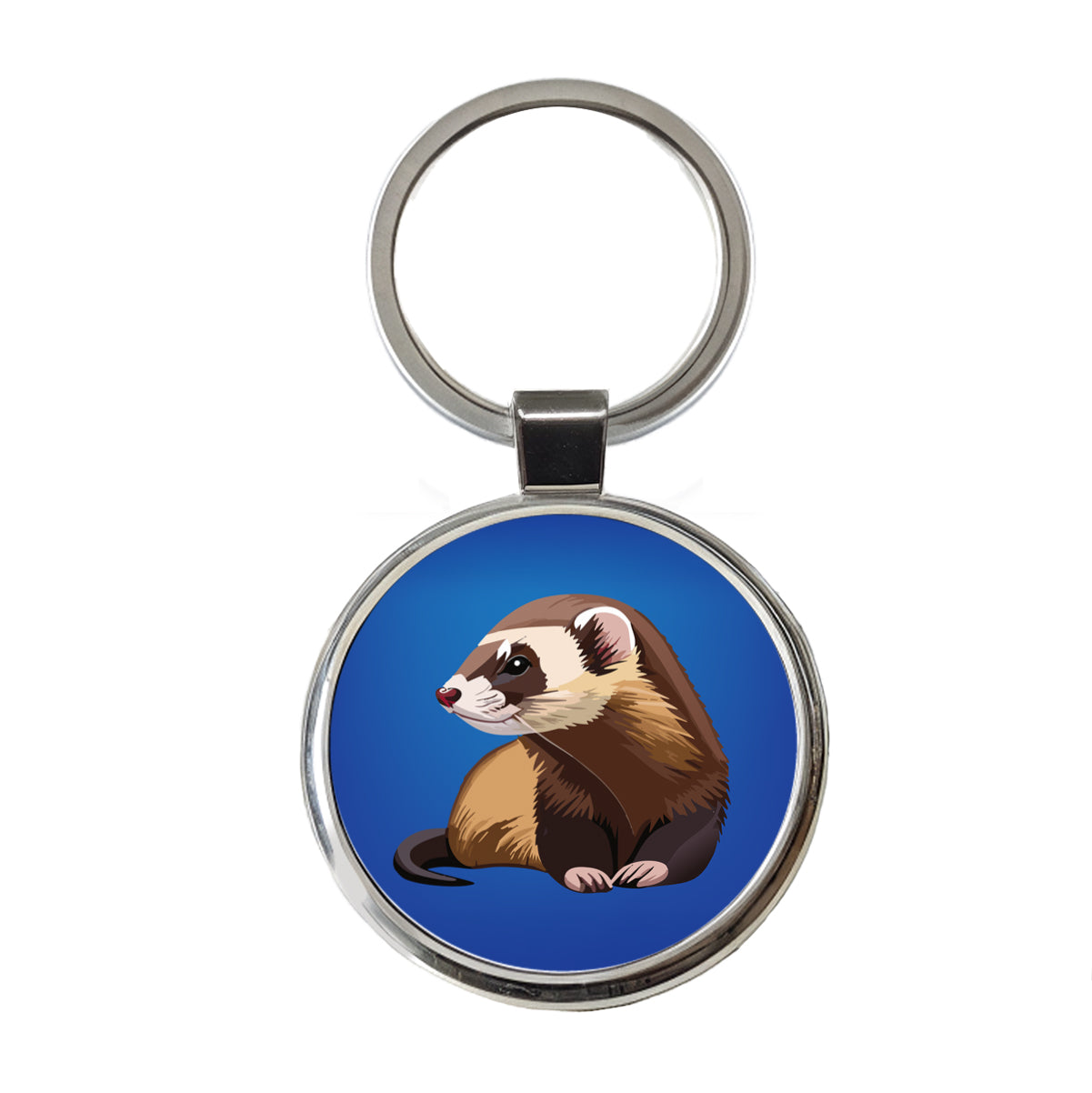 Ferret Friend Round Metal Keychain