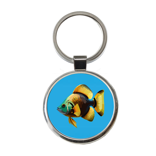 Fish Tropical Round Metal Keychain