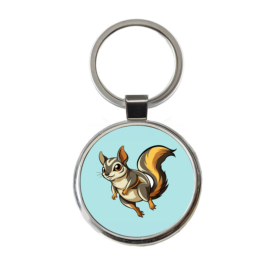 Flying Squirrel Round Metal Keychain