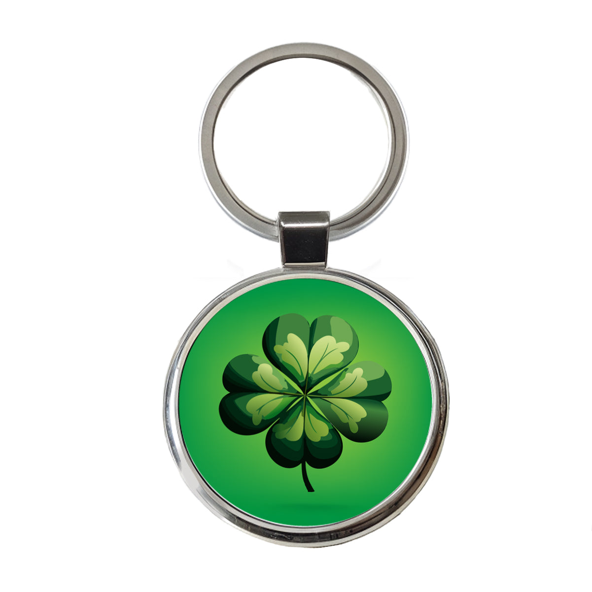 Four Leaf Clover 4 Lucky St Patrick's Day Round Metal Keychain