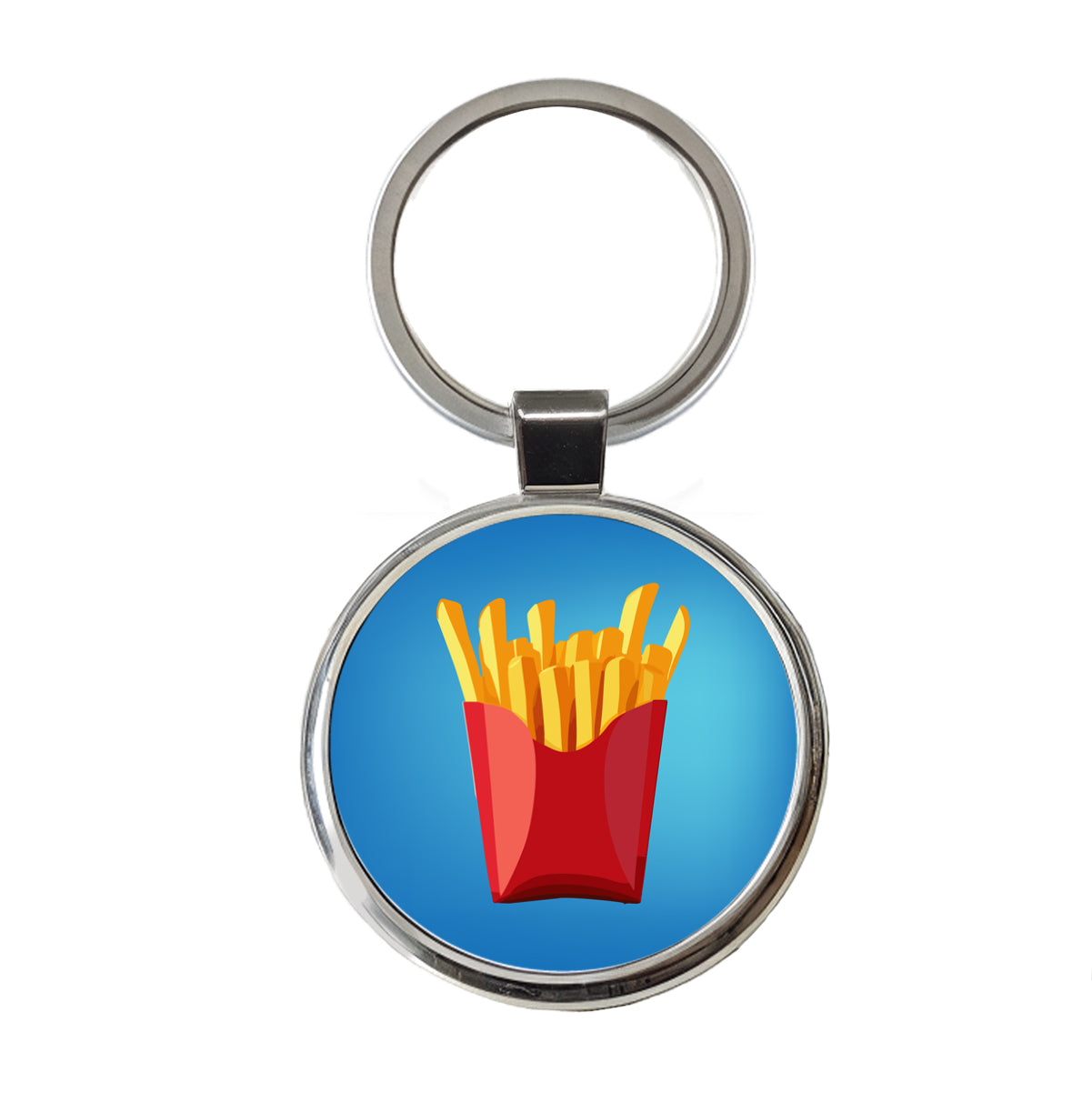 French Fries Red Container Round Metal Keychain