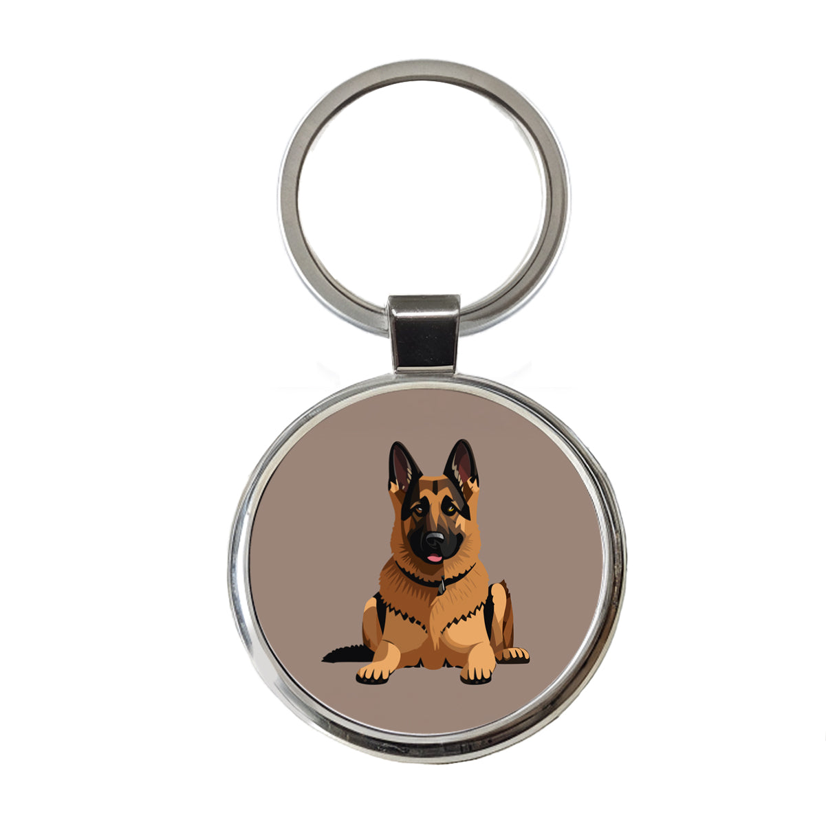 German Shepherd Dog Round Metal Keychain